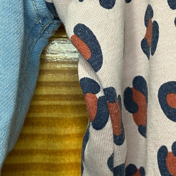 Cat & Jack Denim Coat Sz Small 6/6X Leopard Sleeve - Picture 9 of 13